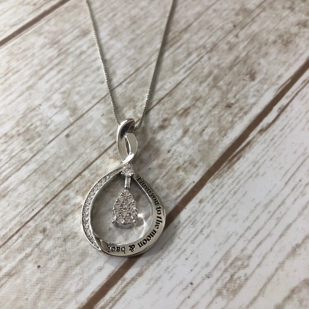 INFINITY LOVE Charm Cubic Zirconia Love You To The Moon Back Necklace